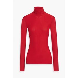 Red mesh Ganni long sleeve turtleneck top. Size 40 / medium NWT